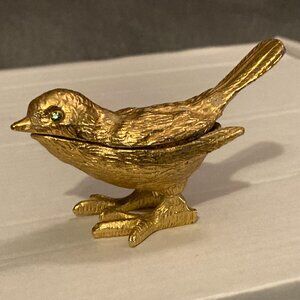 VTG 1960's Hollywood Regency Florenza Golden Song Bird- Trinket or Pill Box-VGUC